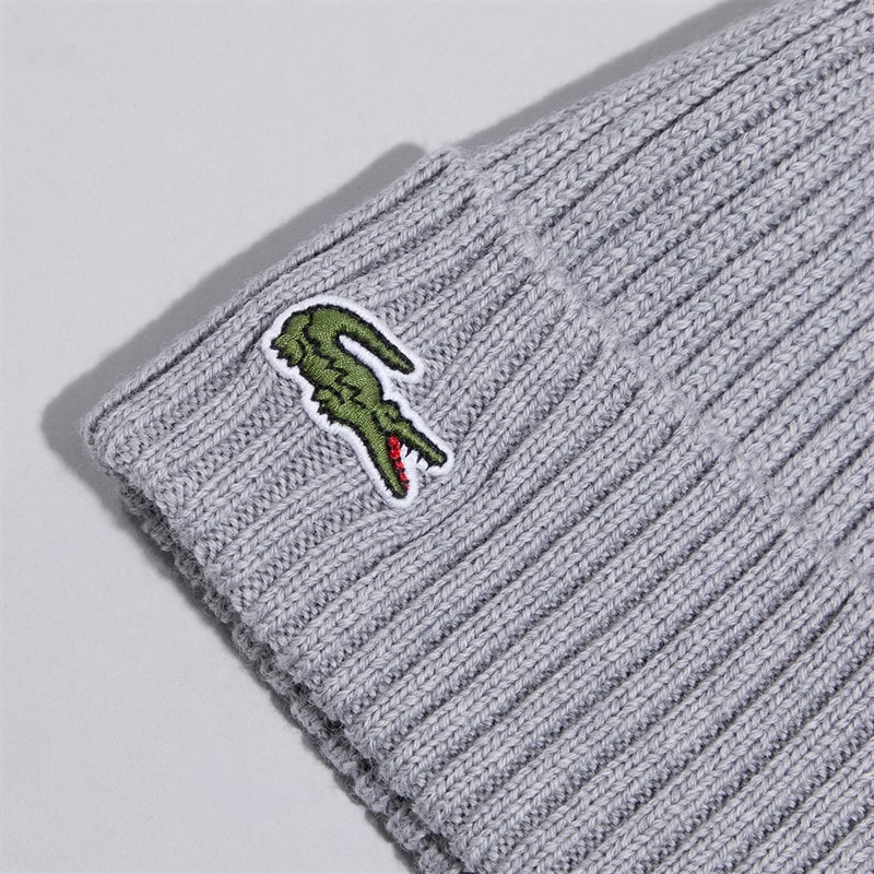 Mens Rib Knit Brushed Wool Beanie Grey - Image 2