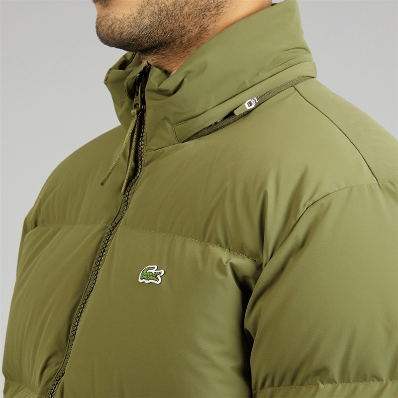 Mens Water Repellent Hooded Down Coat Khaki Green - Image 3
