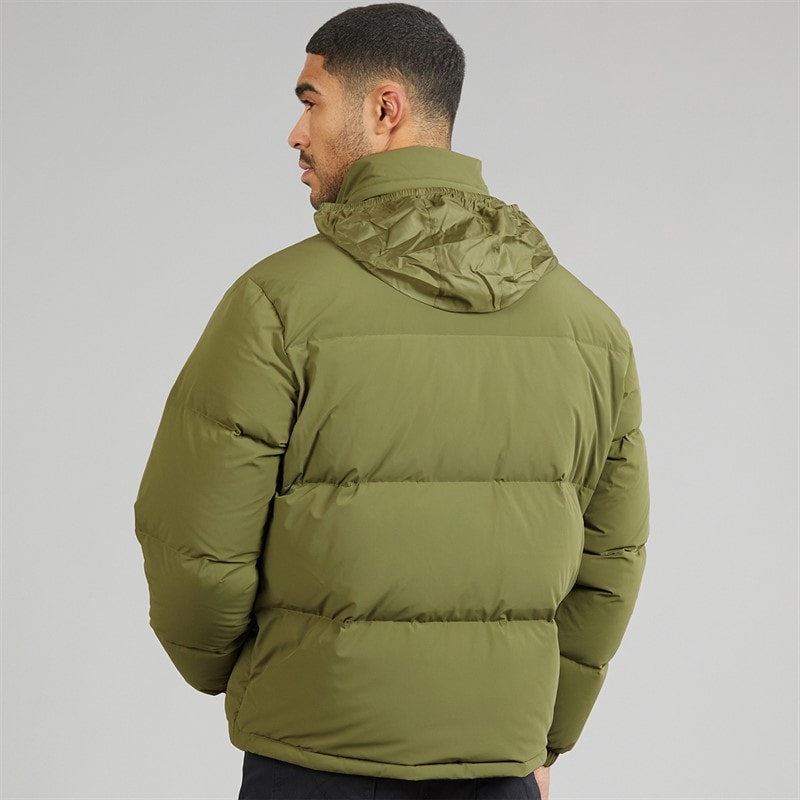 Mens Water Repellent Hooded Down Coat Khaki Green - Image 5