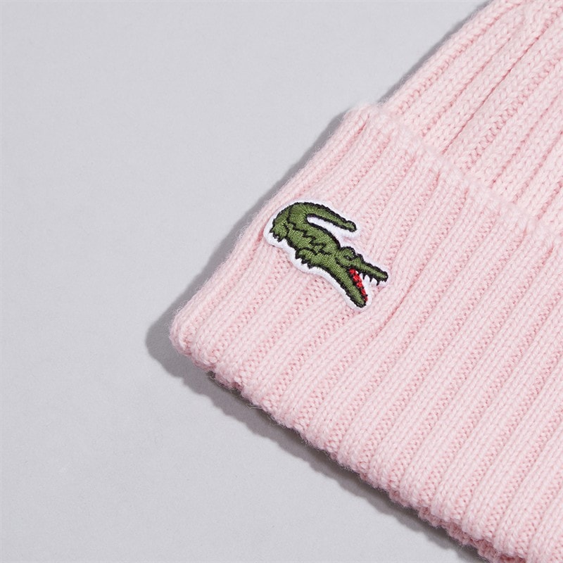 Mens Rib Knit Brushed Wool Beanie Light Pink - Image 2
