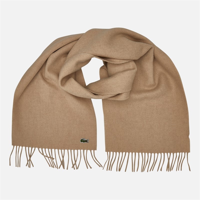 Mens Brushed Wool Scarf Beige - Image 3