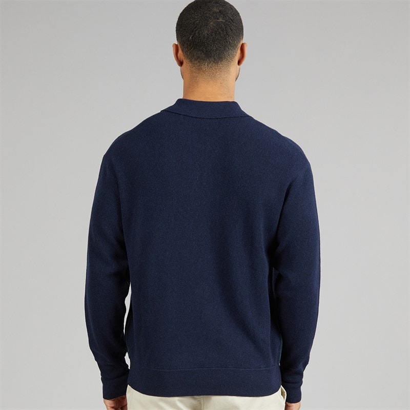 Mens Polo Collar Jumper Midnight Blue - Image 2