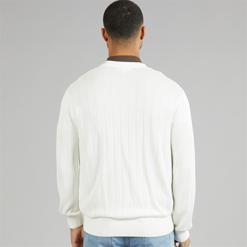 Mens Fluid Rib Knit Cardigan White - Image 2