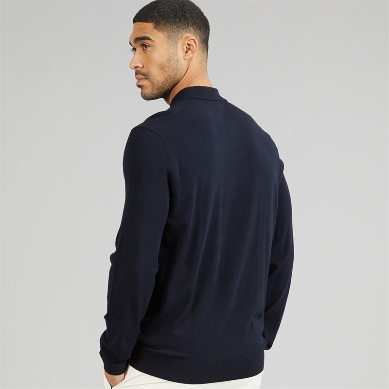 Mens Polo Collar Stretch Jumper Midnight Blue - Image 2