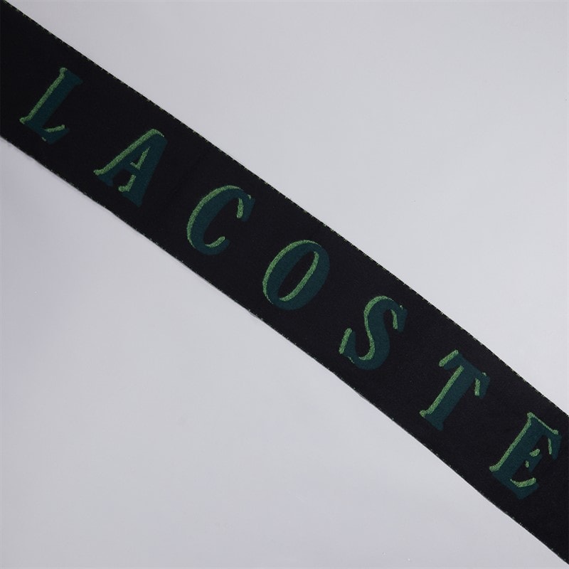 Mens Jacquard Branded Wool Scarf Black/Green - Image 2