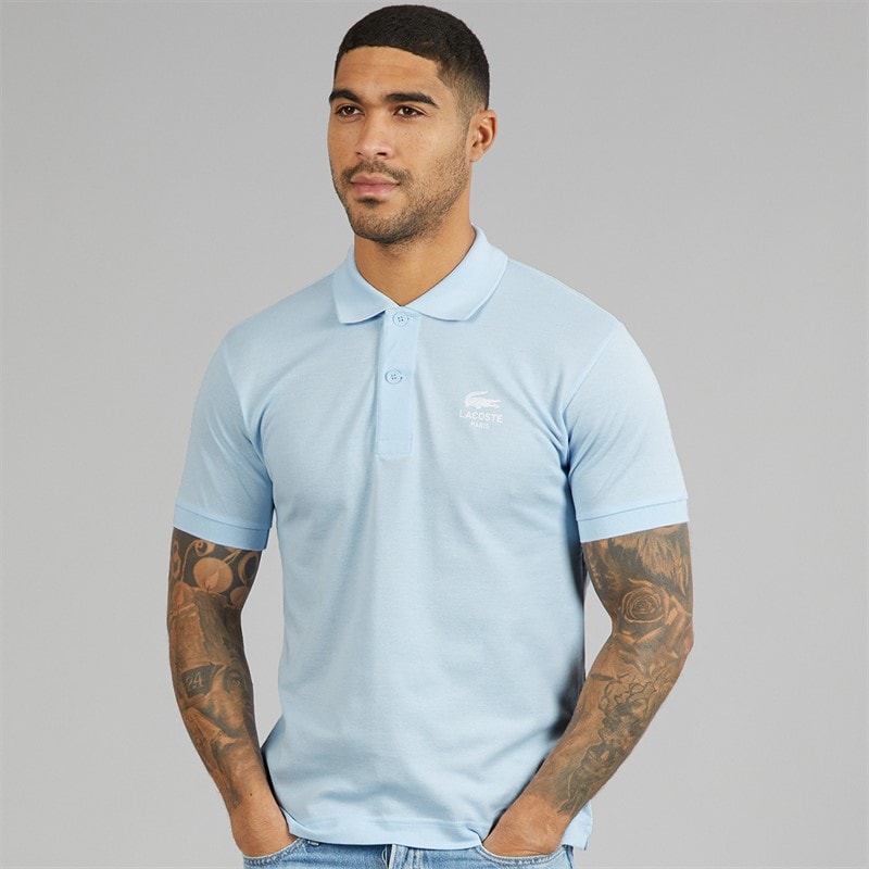 Mens Classic Fit Signature Print Polo Light Blue - Image 1