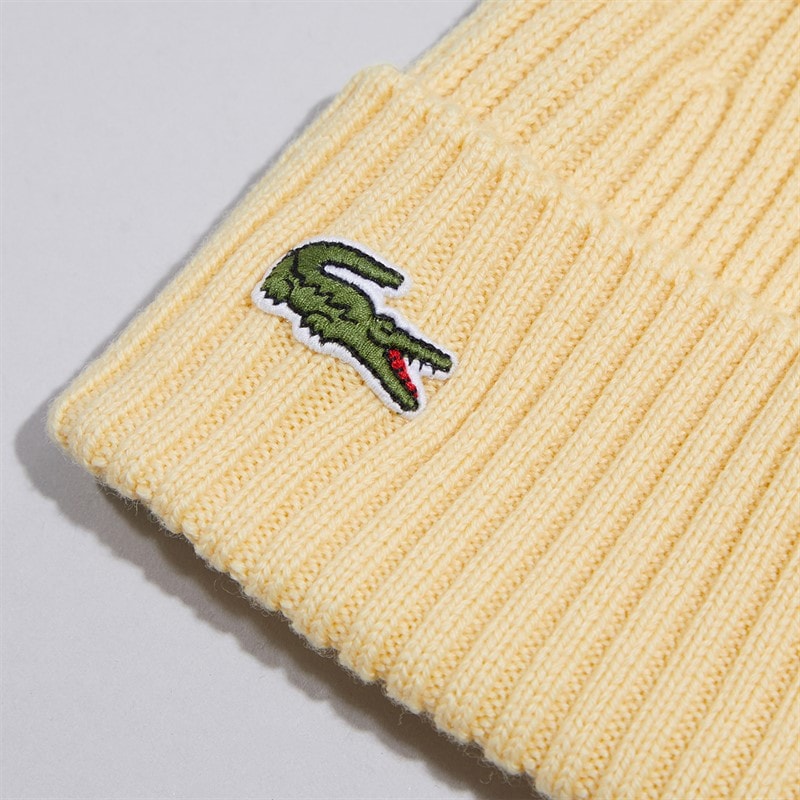 Mens Rib Knit Brushed Wool Beanie Yellow - Image 2