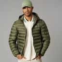 Mens Water Repellent Quilted Puffer Coat Khaki Green