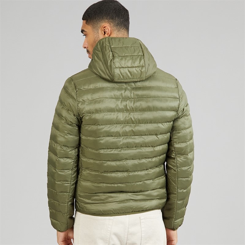 Mens Water Repellent Quilted Puffer Coat Khaki Green - Image 2