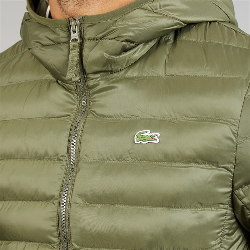 Mens Water Repellent Quilted Puffer Coat Khaki Green - Image 3