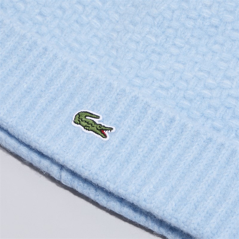 Mens Ribbed Cuff Wool Beanie Pale Blue - Image 2