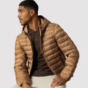 Mens Water Repellent Quilted Puffer Coat Light Brown