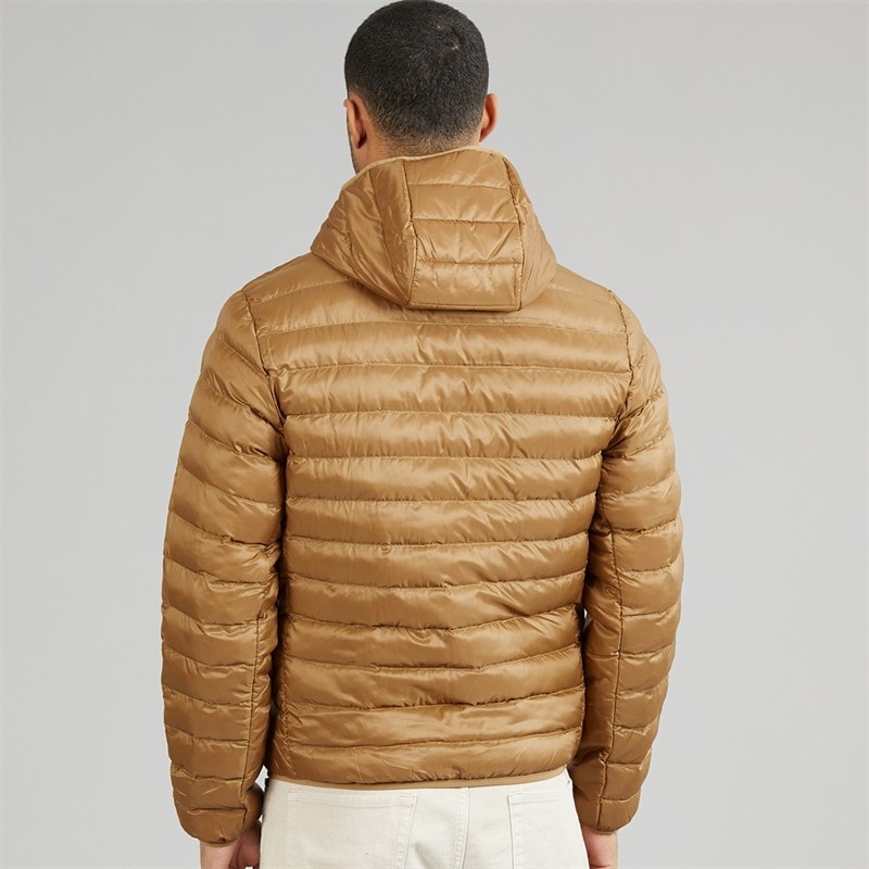 Mens Water Repellent Quilted Puffer Coat Light Brown - Image 2