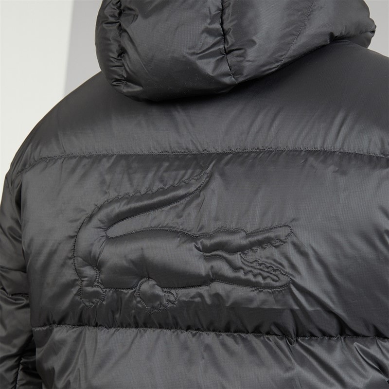 Mens Short Water Repellent Hooded Puffer Coat Black - Image 5