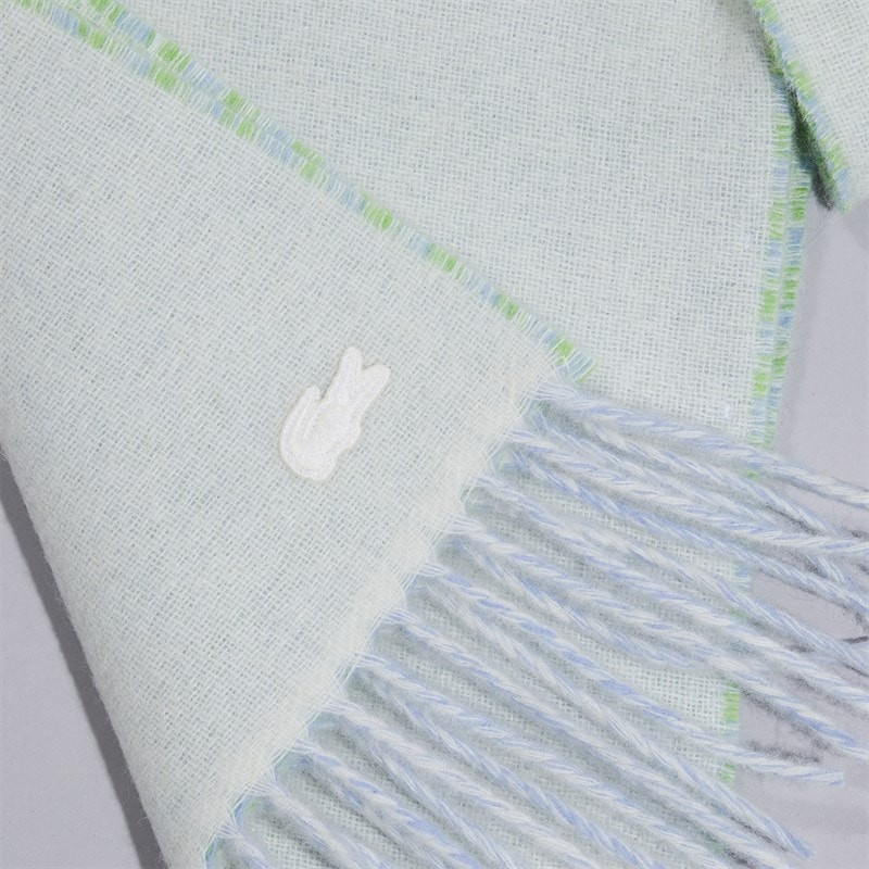 Mens Jacquard Branded Wool Scarf White/Purple - Image 3