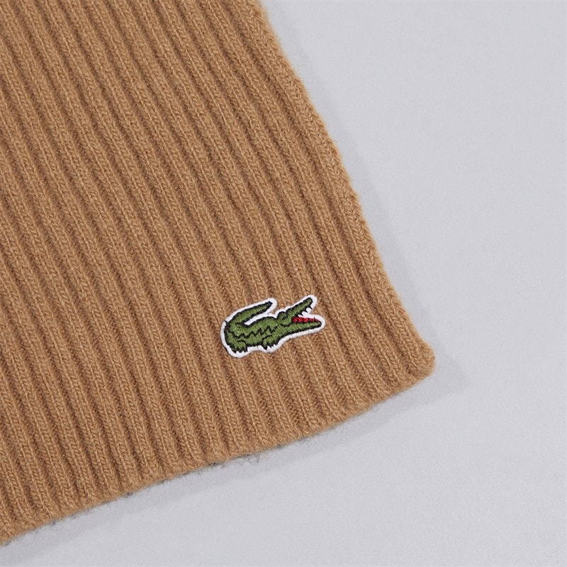 Mens Ribbed Wool Scarf Camel - Image 2