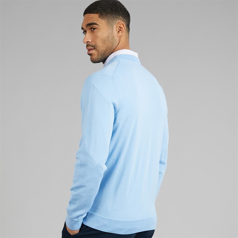 Mens Merino Wool Crew Neck Jumper Pale Blue - Image 2