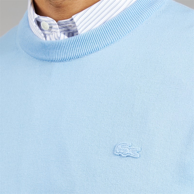 Mens Merino Wool Crew Neck Jumper Pale Blue - Image 3