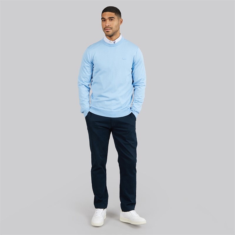 Mens Merino Wool Crew Neck Jumper Pale Blue - Image 4