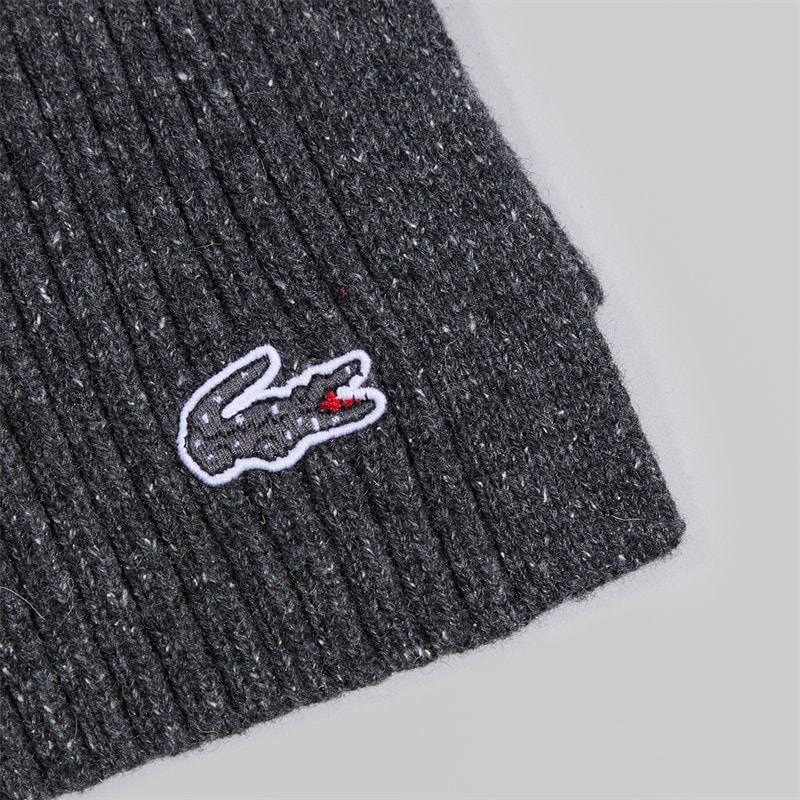 Mens Slub Wool Scarf Black - Image 2
