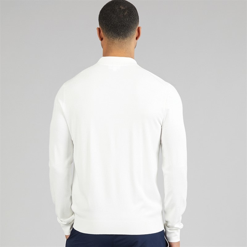 Mens Polo Collar Stretch Jumper White - Image 2