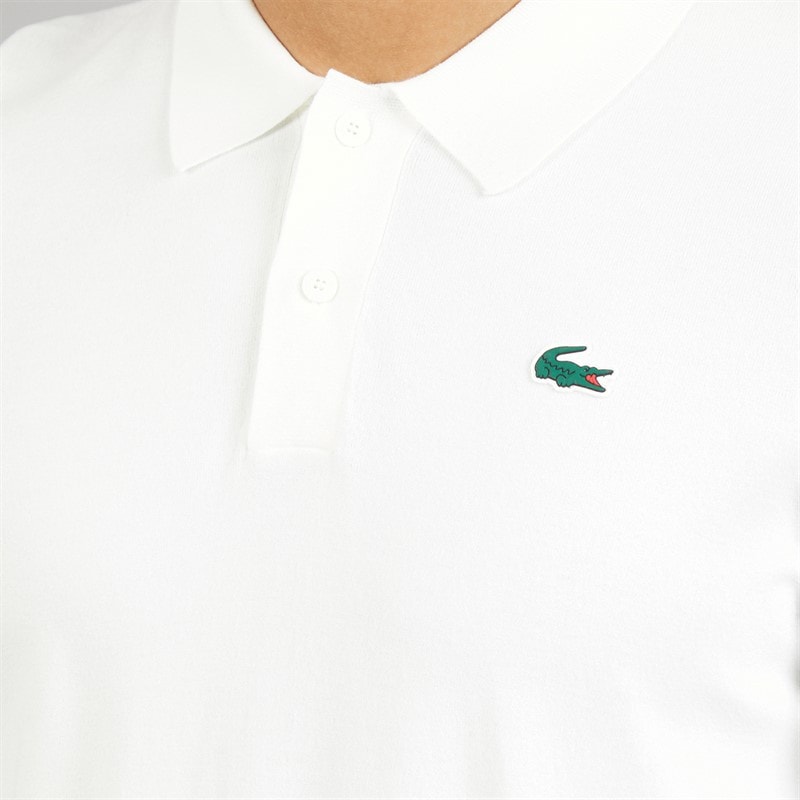 Mens Polo Collar Stretch Jumper White - Image 3