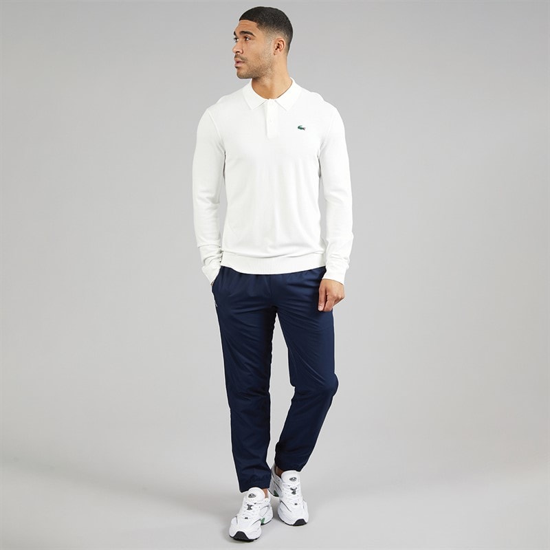 Mens Polo Collar Stretch Jumper White - Image 4