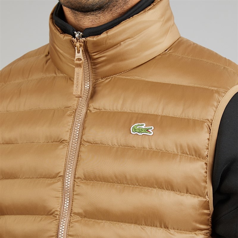 Mens Water Repellent Puffer Gilet Light Brown - Image 3