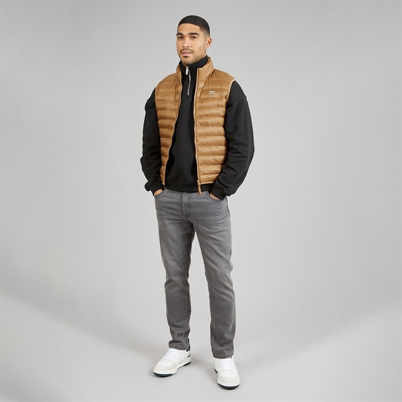 Mens Water Repellent Puffer Gilet Light Brown - Image 4