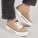 Womens Millie Canvas Platform Trainers Sand