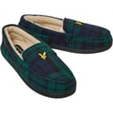 Mens Buster Mocasin Slippers Green Check