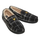Mens Buster Mocasin Slippers Black Mixed Check