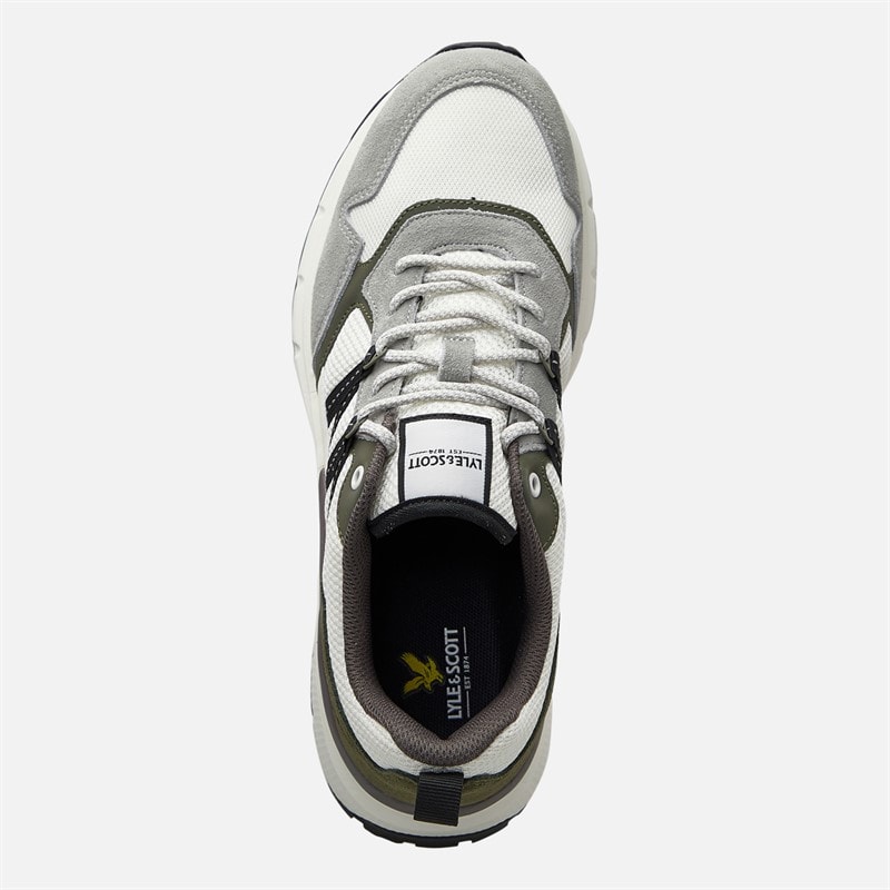 Mens Lennox Trainers White/Grey/Green - Image 4