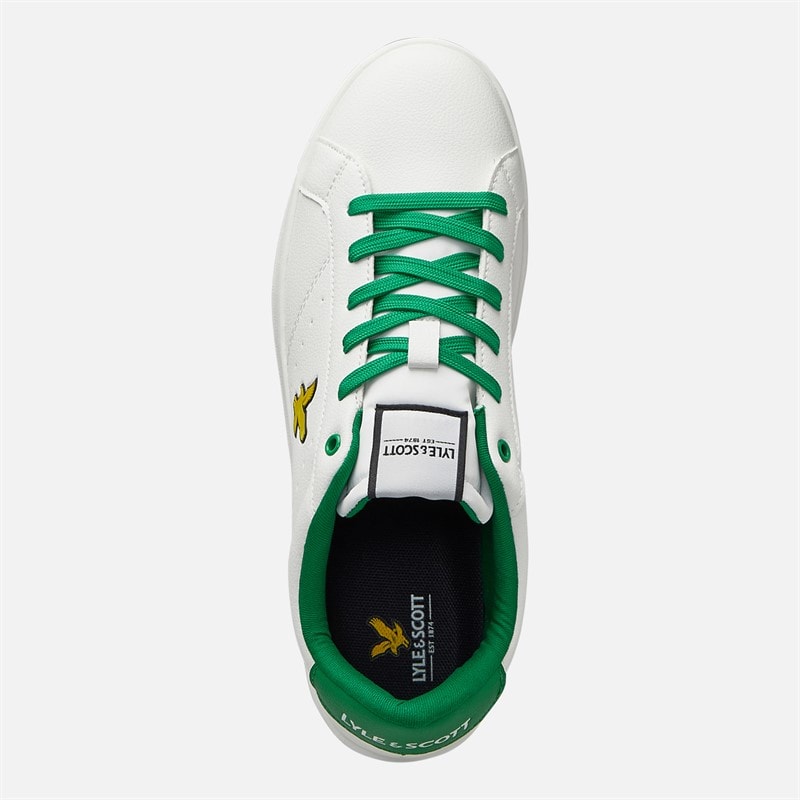 Mens Elgin Hole Trainers White Green - Image 4