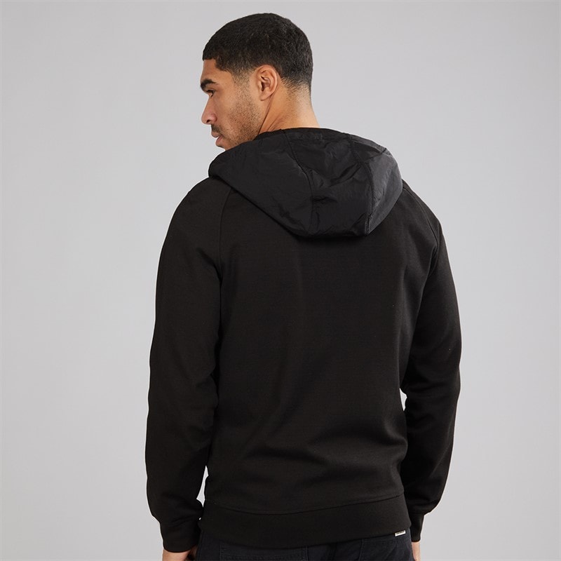Mens Half Raglan Hybrid Hoodie Z865 Jet Black - Image 2