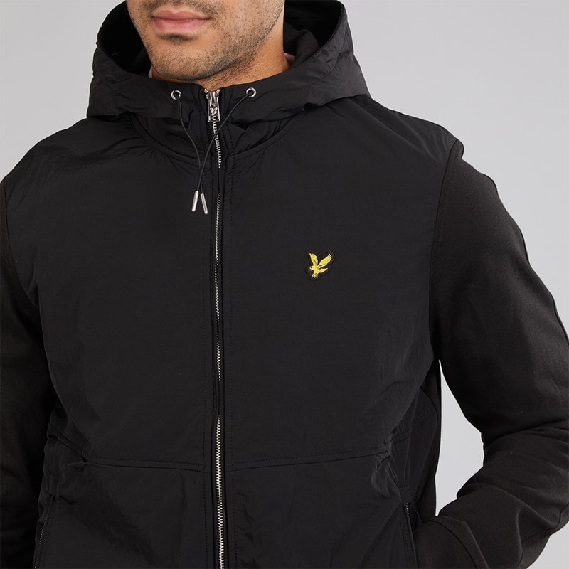 Mens Half Raglan Hybrid Hoodie Z865 Jet Black - Image 3