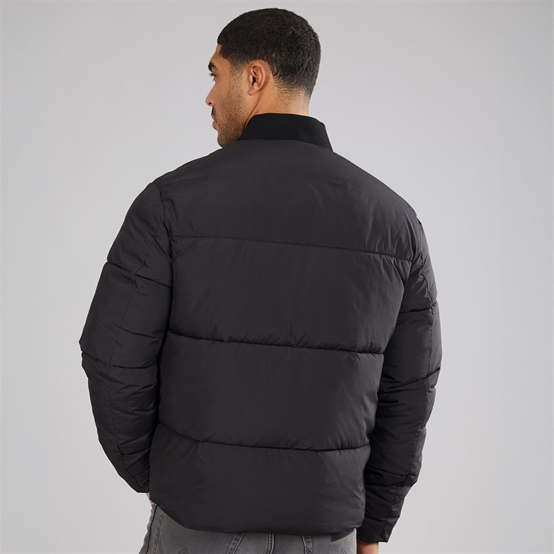 Mens Puffer Bomber Jacket Jet Black - Image 2
