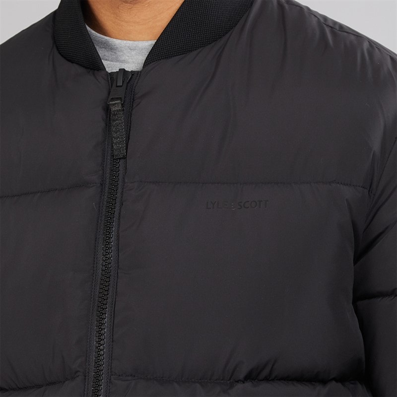 Mens Puffer Bomber Jacket Jet Black - Image 3