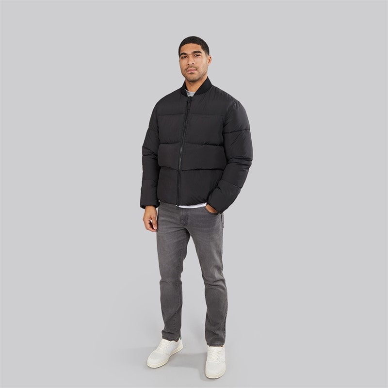 Mens Puffer Bomber Jacket Jet Black - Image 4