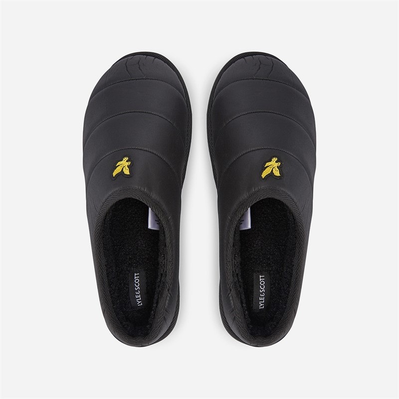 Mens Rami Padded Indoor Slippers Black - Image 3