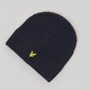 Mens Knitted Ribbed Beanie Dark Navy