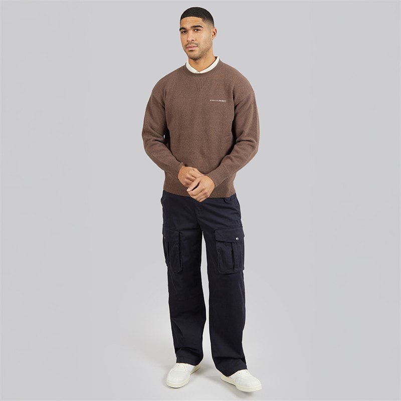 Mens Script Crew Neck Jumper Deep Sepia - Image 4