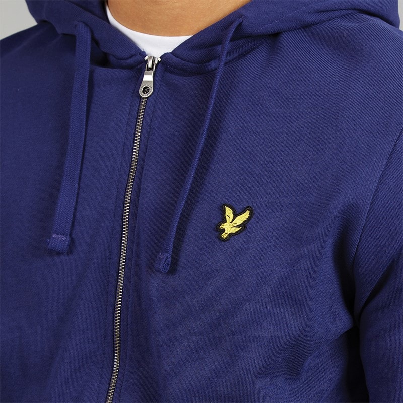 Mens Zip Through Hoodie Deep Indigo - Image 3