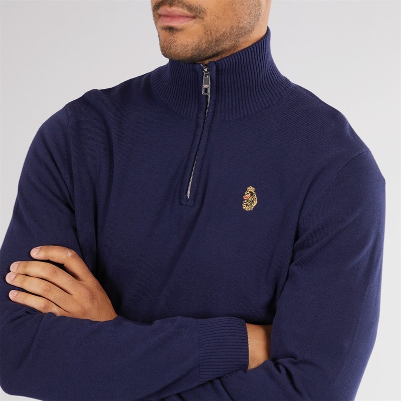 Mens Pretender 1/4 Zip Jumper Navy - Image 3