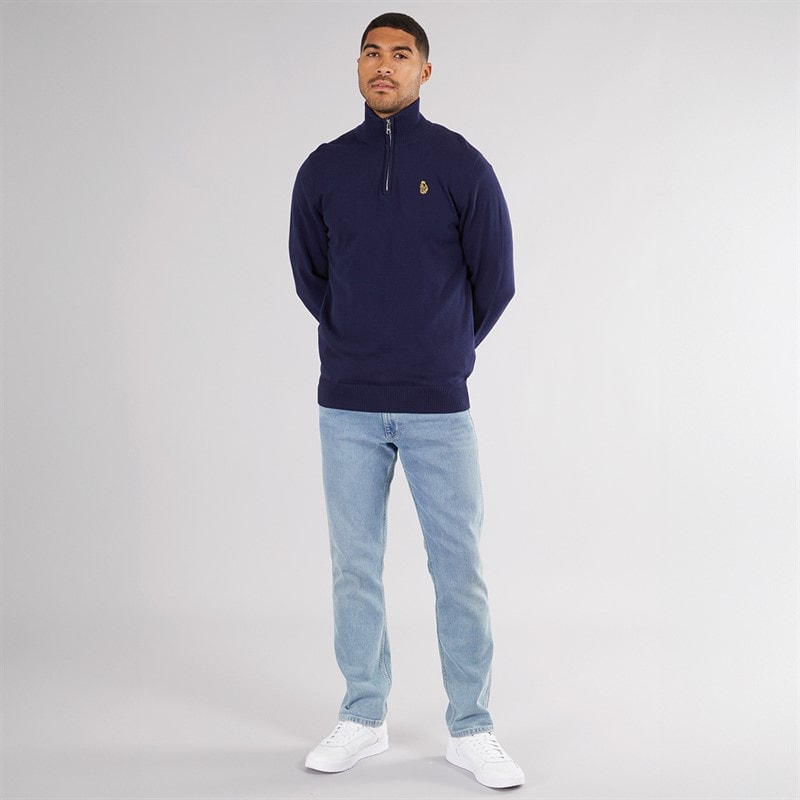 Mens Pretender 1/4 Zip Jumper Navy - Image 4