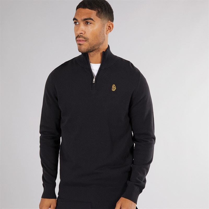 LUKE 1977 Mens Pretender 1/4 Zip Jumper Black