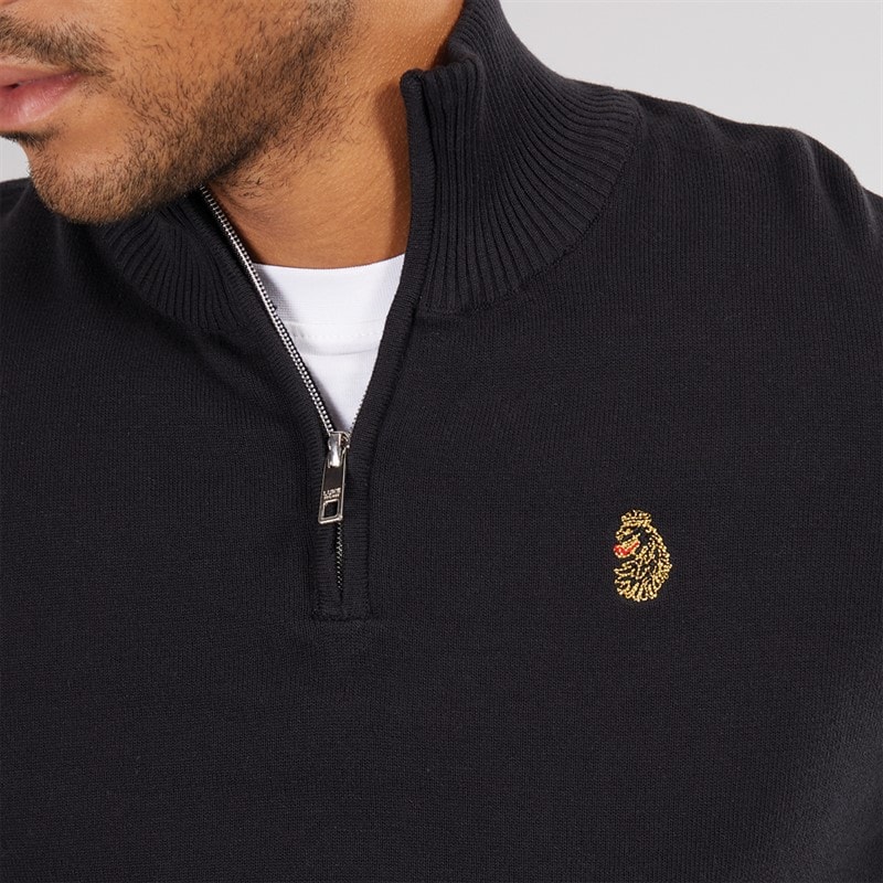 Mens Pretender 1/4 Zip Jumper Black - Image 3