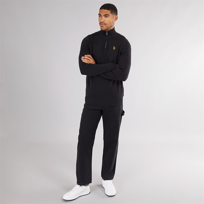 Mens Pretender 1/4 Zip Jumper Black - Image 4