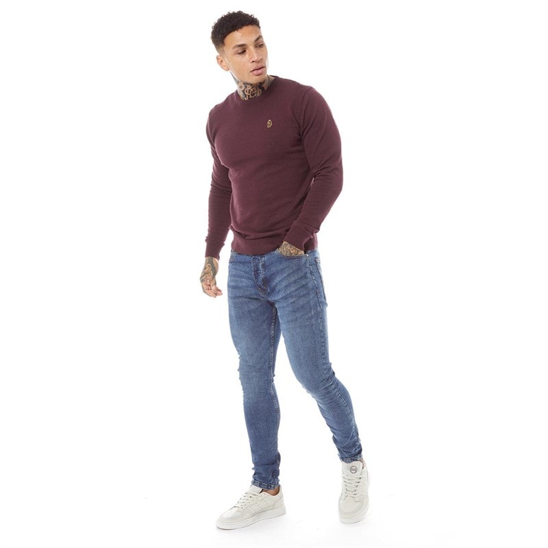 Mens Gerard 3 Crew Neck Knit Jumper Shiraz B - Image 3