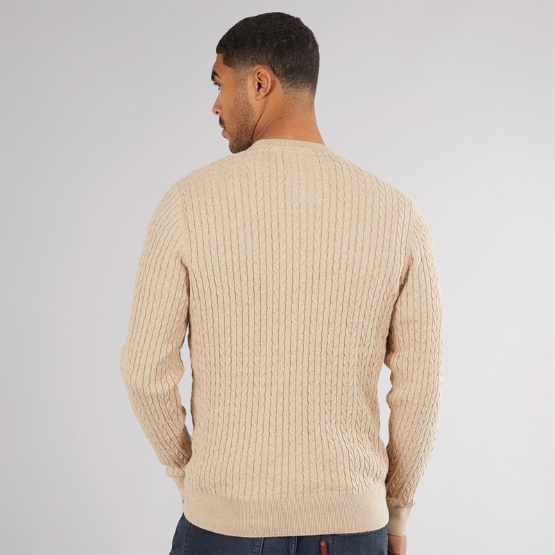 Mens Horton 1000 Cable Knit Jumper Stone - Image 2